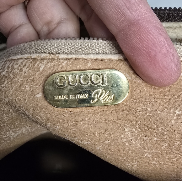 GUCCI GG Plus Canvas Boston Bag PVC Leather Beige - Picture 14 of 16